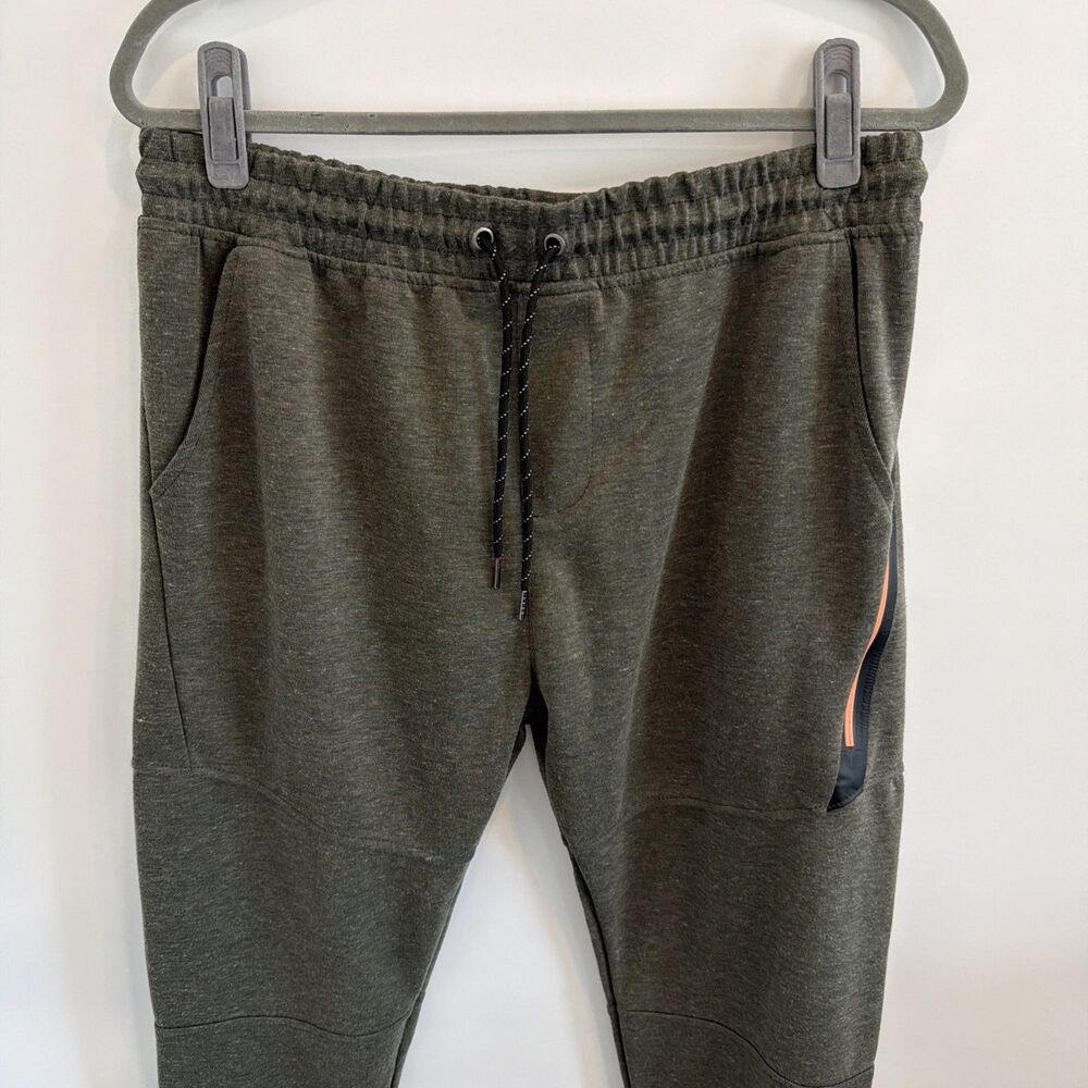 Burnside Men's Sz L Performance Jogger Pants Olive Green Army Zip Pocket BG8531 - Picture 3 of 16